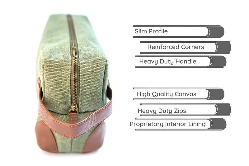 Vetelli Vintage Canvas Toiletry Bags  Travel In Style  Waterproof Canvas Dopp Kits  Durable (Marco) (Green) - Image 5